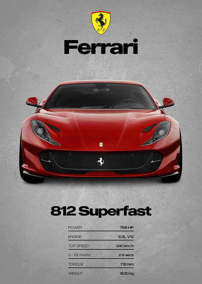Ferrari 812 Superfast Car Poster