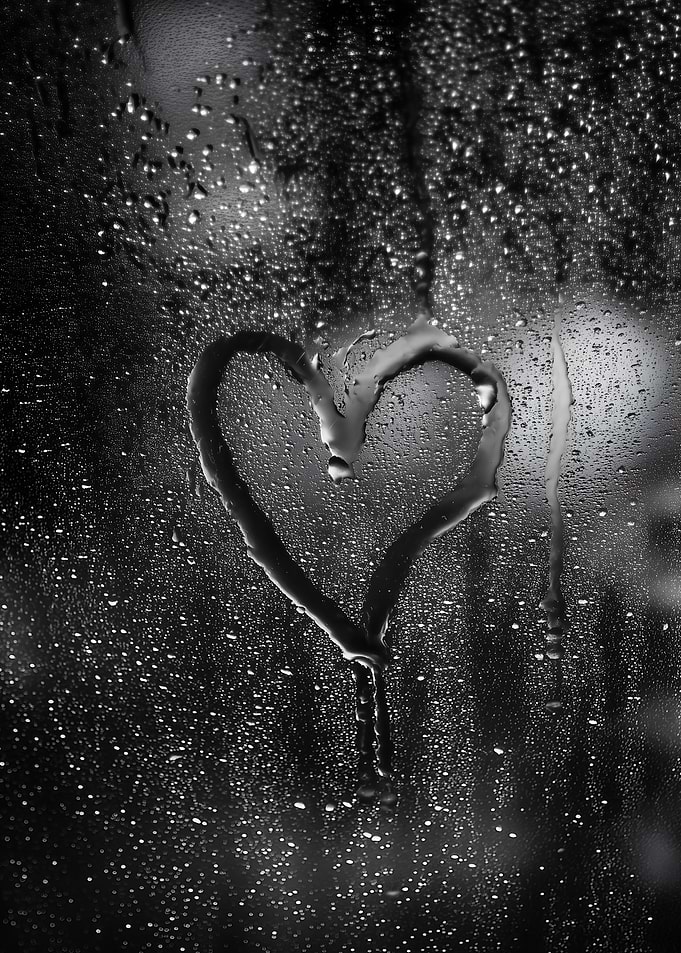 Rainy Heart on Glass