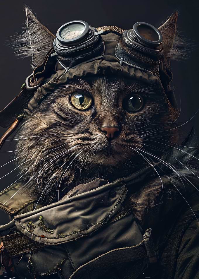 Steampunk Cat Portrait with Goggles