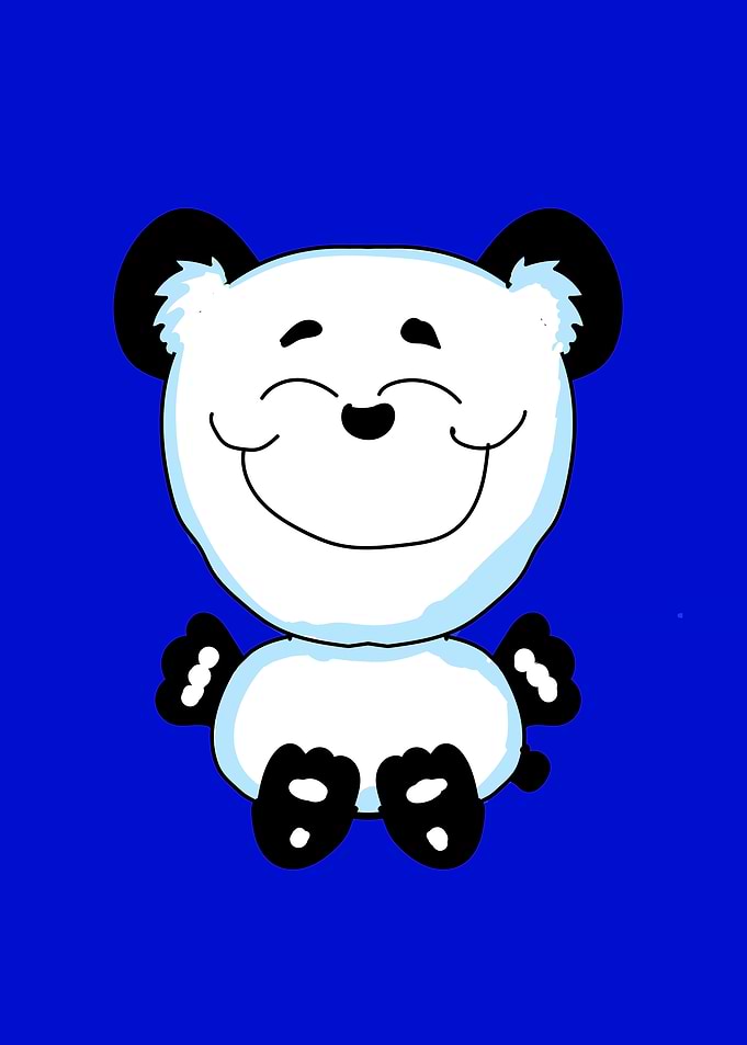 Cute Cartoon Panda on Blue Background