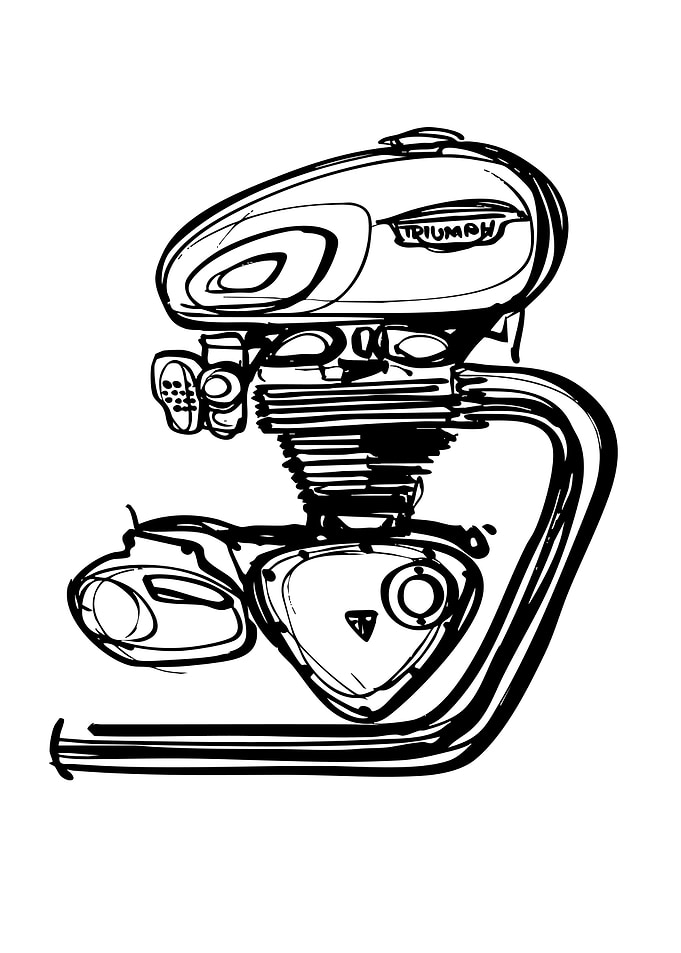 Triumph Motorcycle Engine Sketch