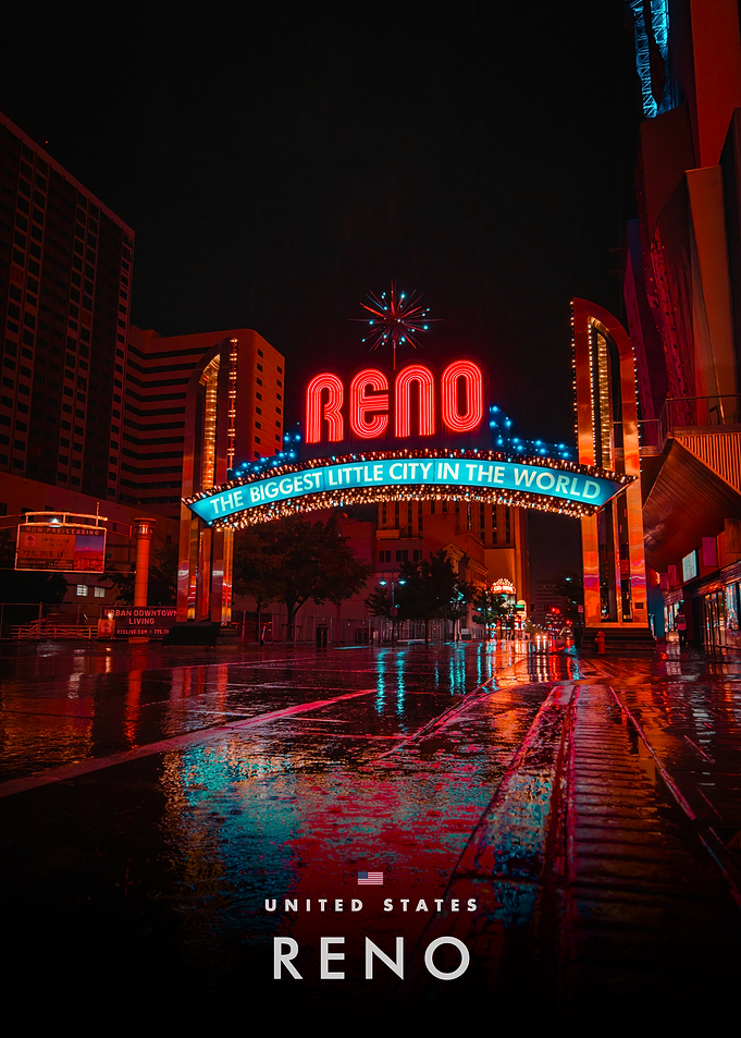 Reno Nevada Neon Sign at Night