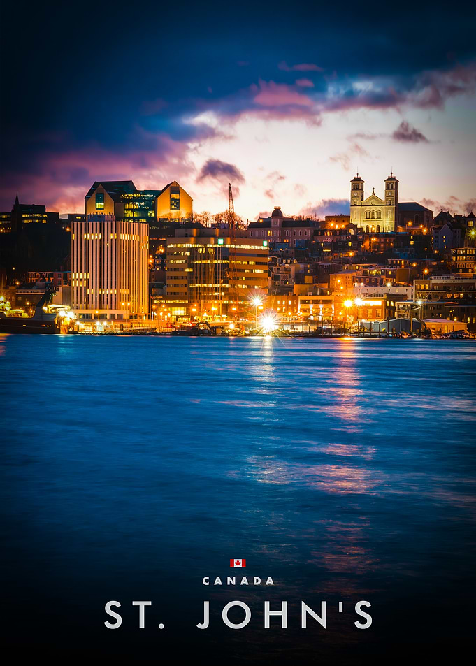St. John's, Canada Cityscape at Night