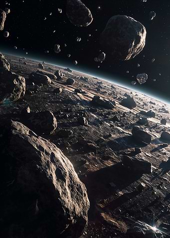 Asteroid Field in Space