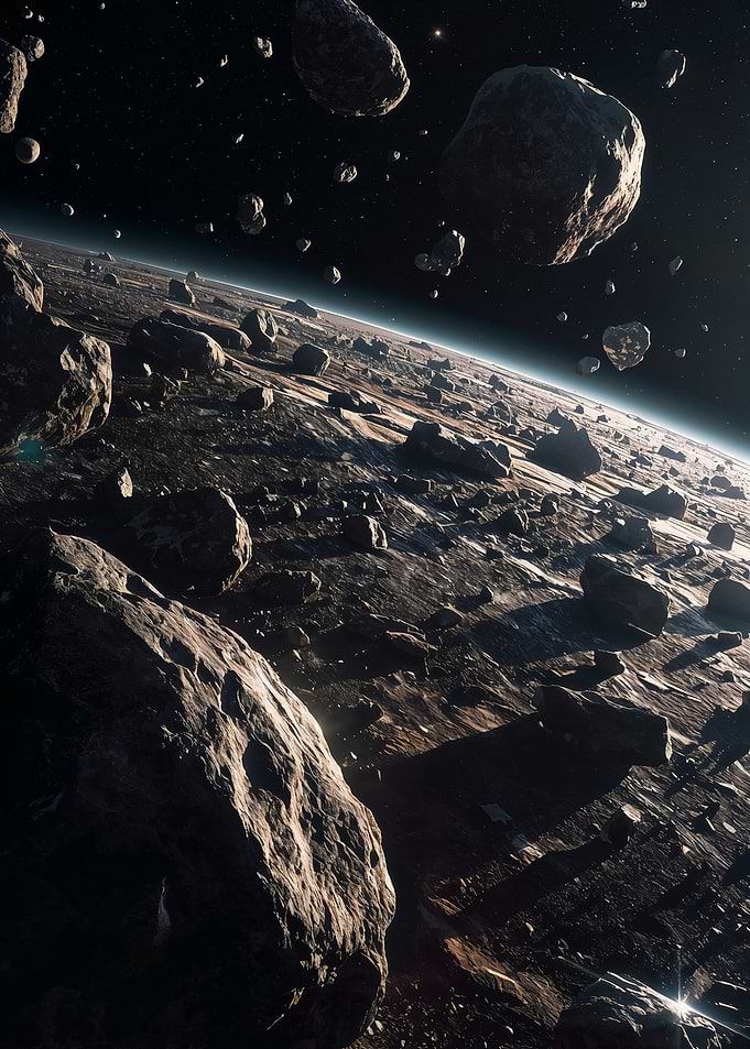 Asteroid Field in Space