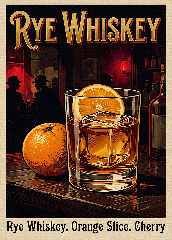 Rye Whiskey Cocktail Still Life