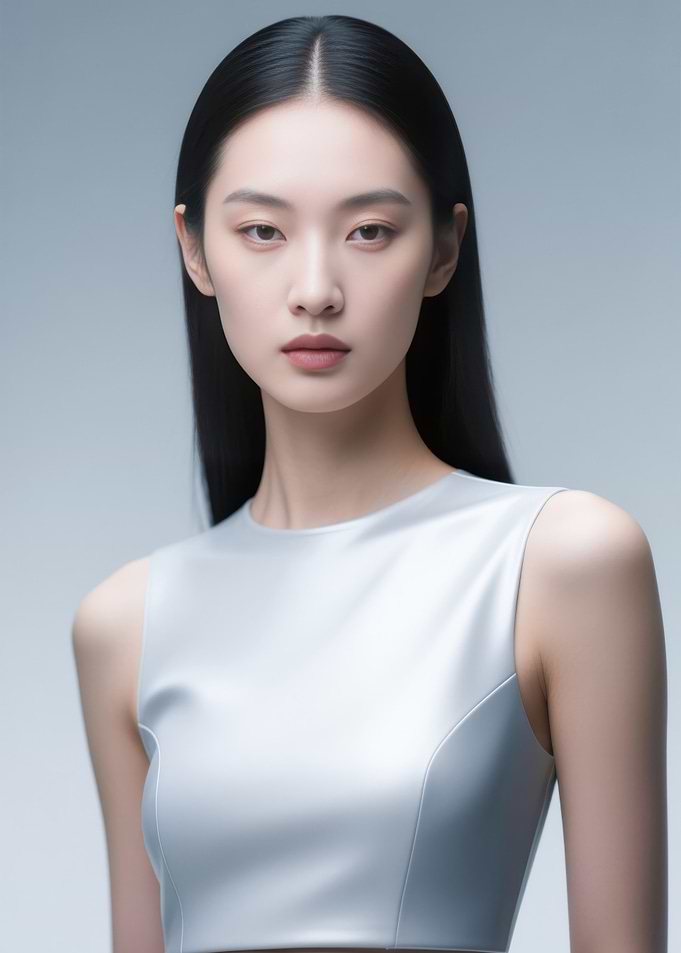 Portrait of a woman in silver top