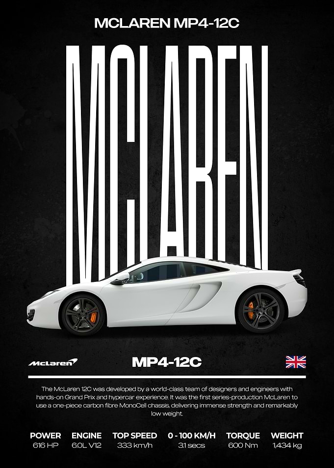 McLaren MP4-12C Car Poster