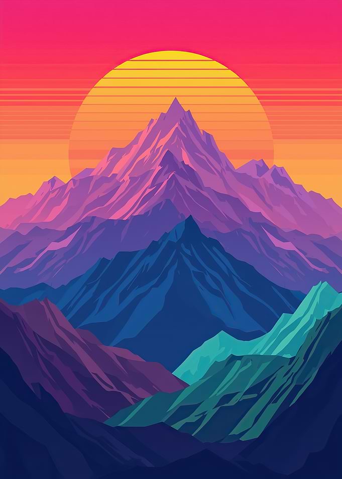Synthwave Mountain Landscape