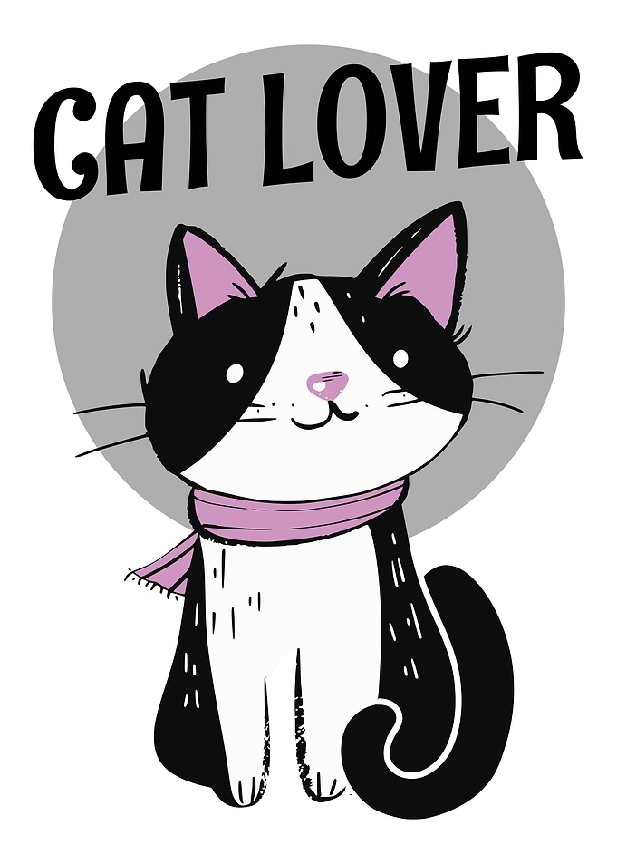 Cat Lover Cartoon Illustration