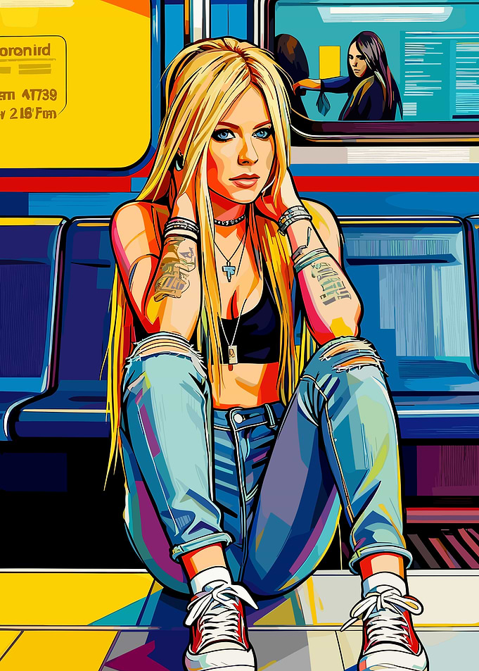 Avril Lavigne on the Subway