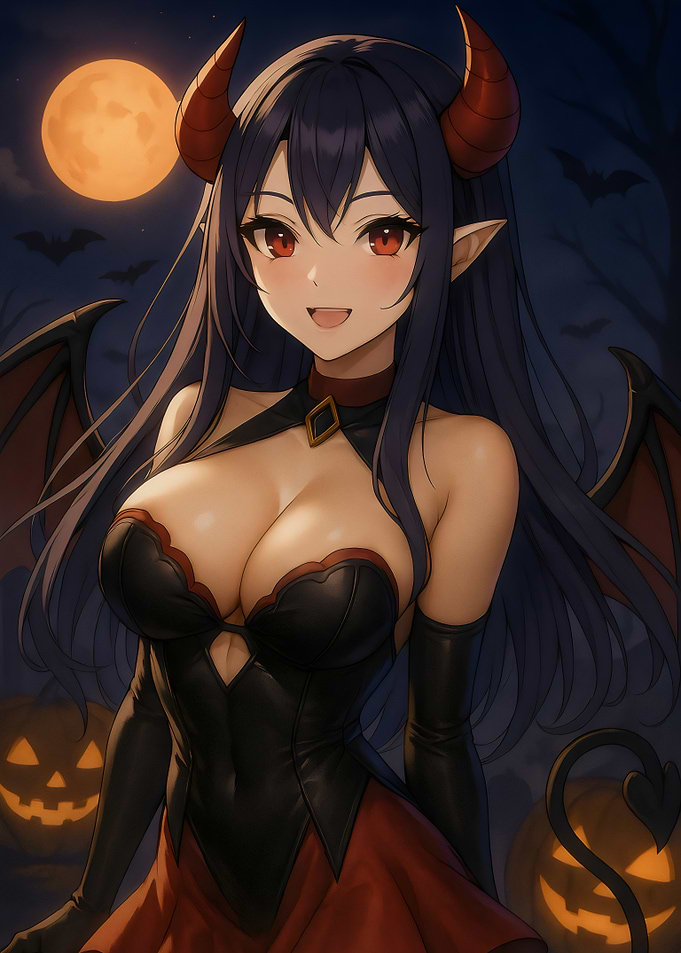 Anime Devil Girl Halloween Night