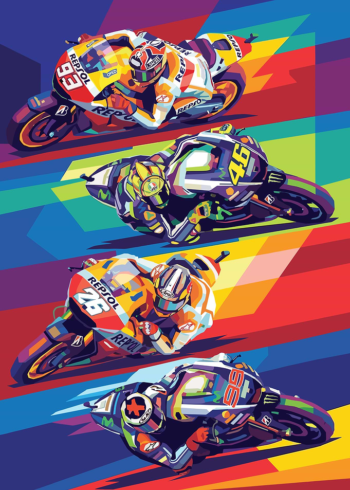 MotoGP Colorful Pop Art