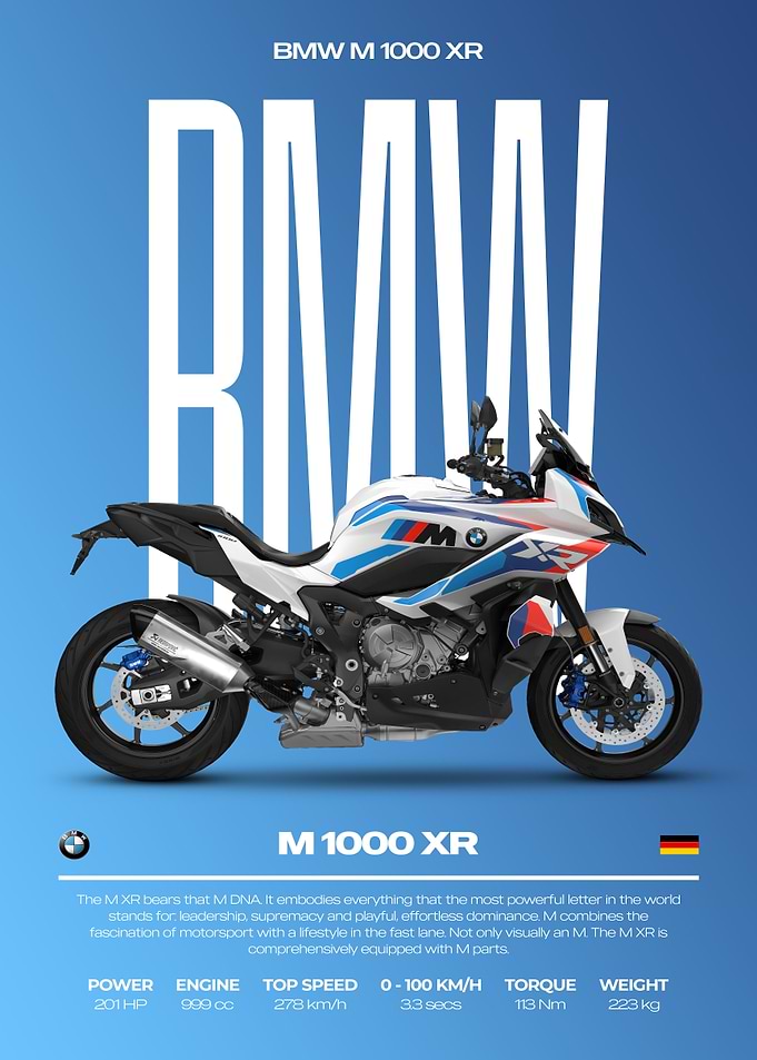 BMW M 1000 XR Motorcycle Poster
