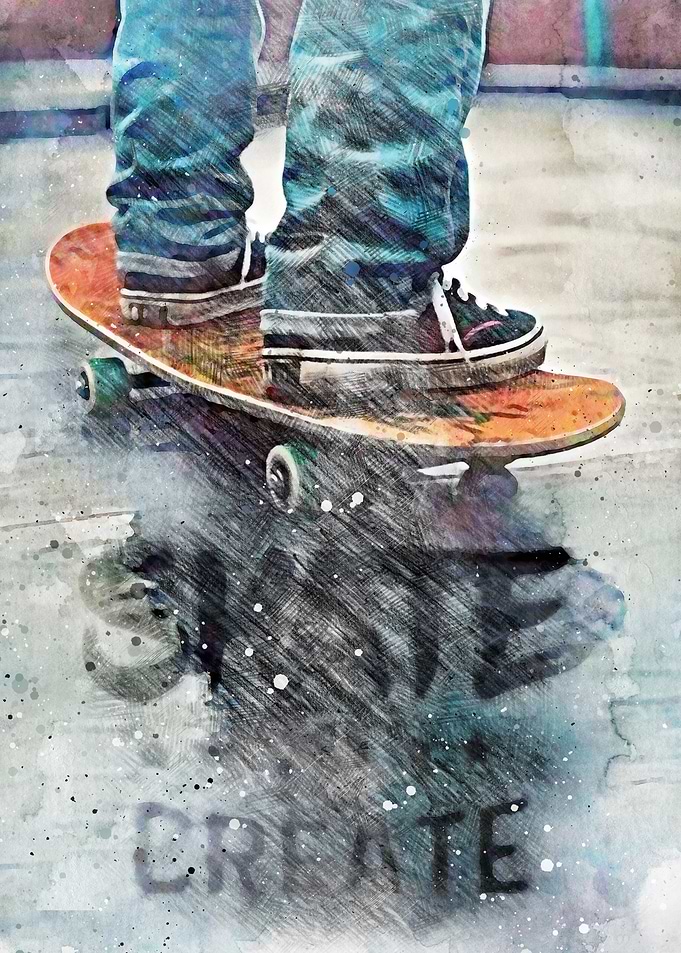 Skateboard with 'Create' Text