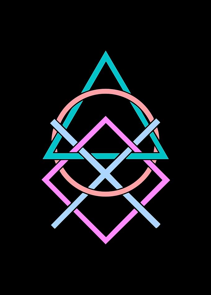 Geometric Shapes on Black Background