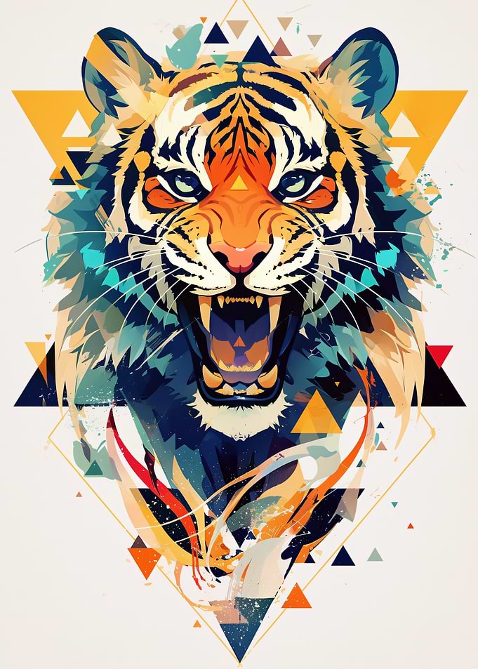 Geometric Tiger Portrait