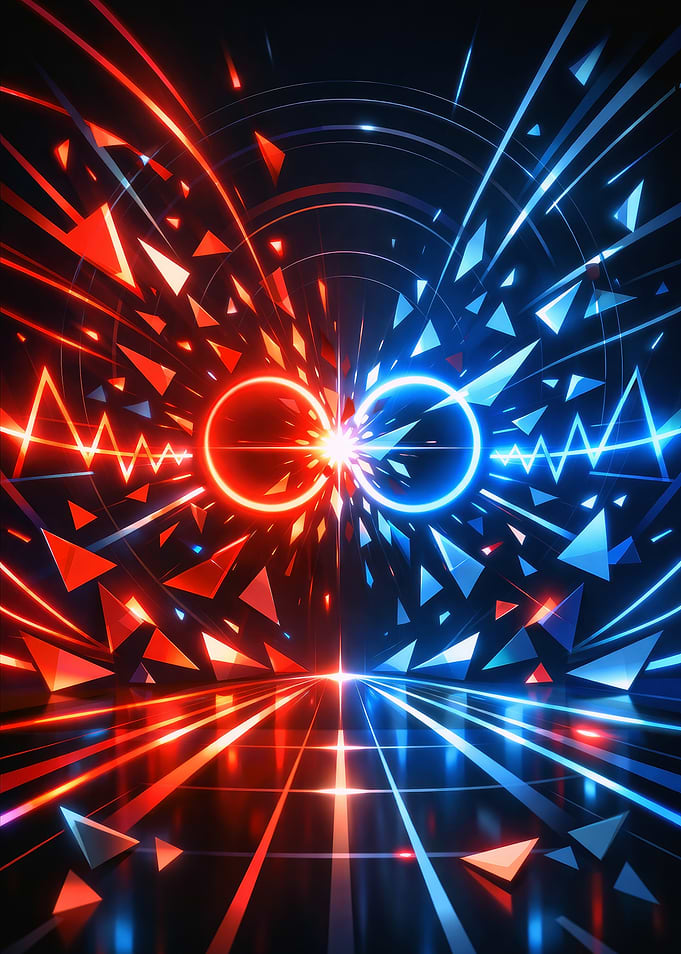 Abstract Red and Blue Energy Collision