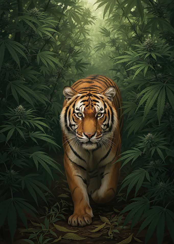 Tiger in a Cannabis Forest
