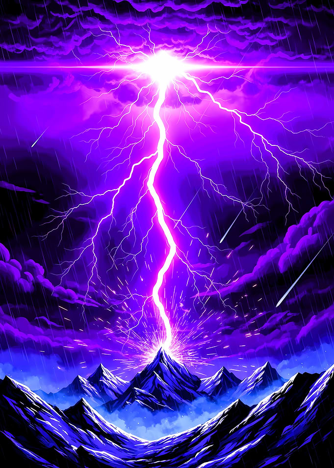 Lightning Strikes Mountain Peaks