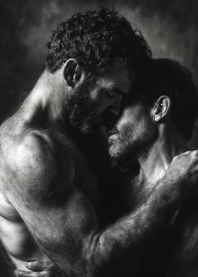 Intimate Embrace Monochromatic Passion Portrait