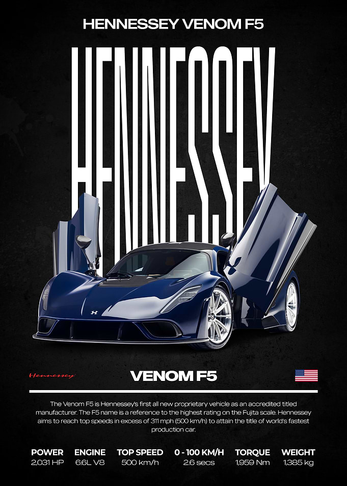 Hennessey Venom F5 Car Poster