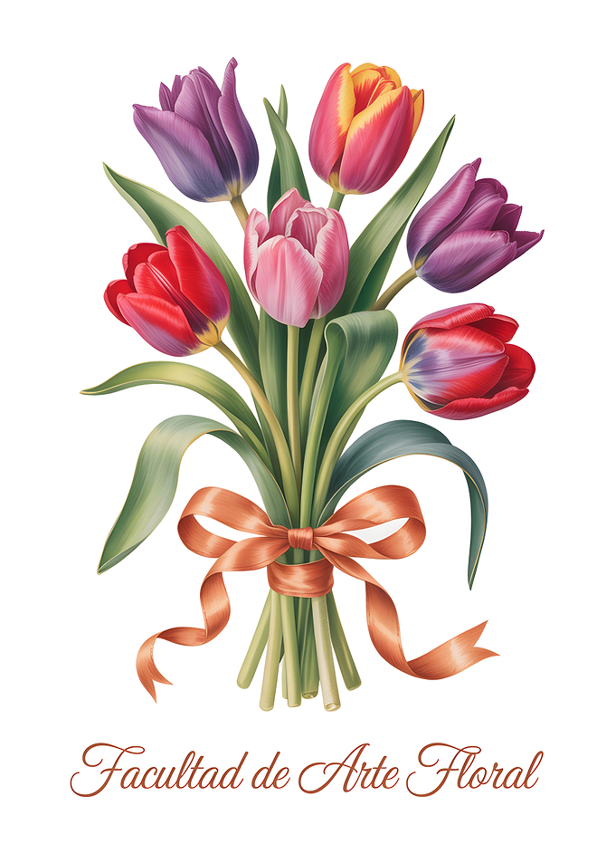 Tulip Bouquet with Ribbon and Text