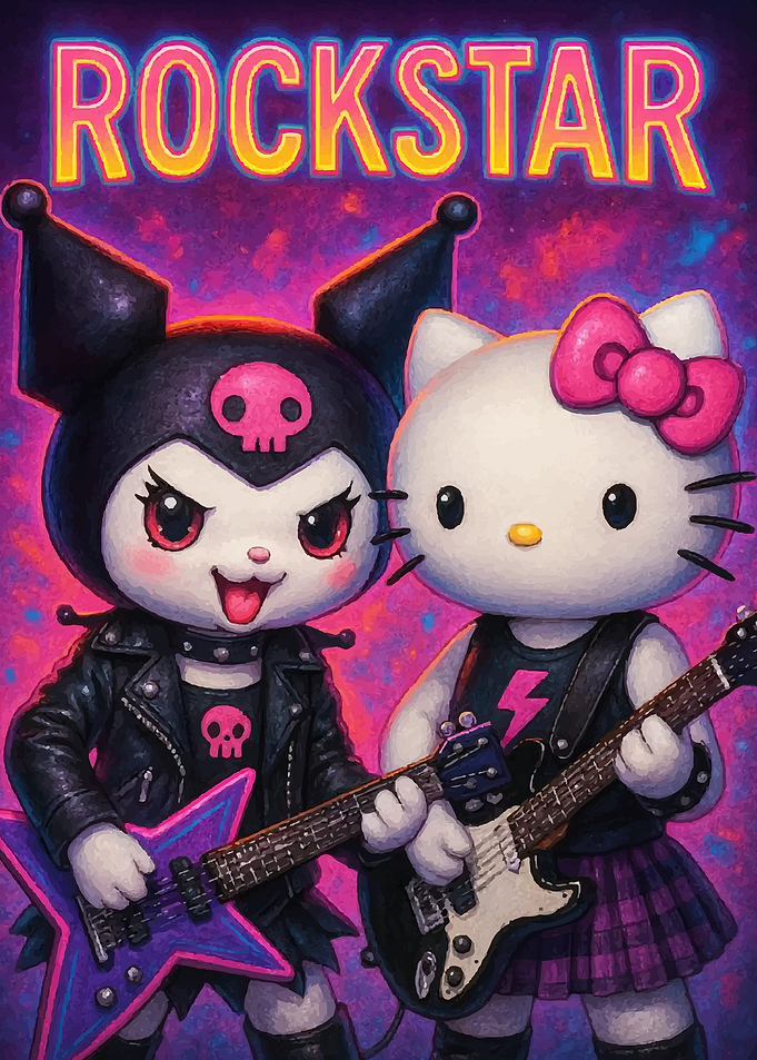 Hello Kitty and Kuromi Rockstar