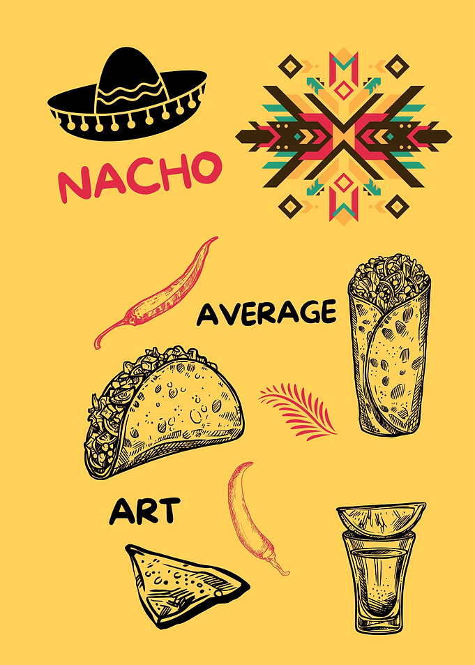 Mexican Food Art on Yellow Background