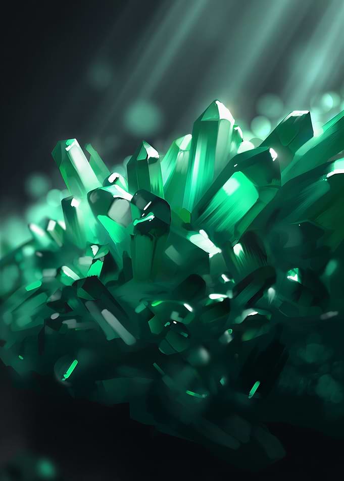 Emerald Green Crystal Cluster Digital Art