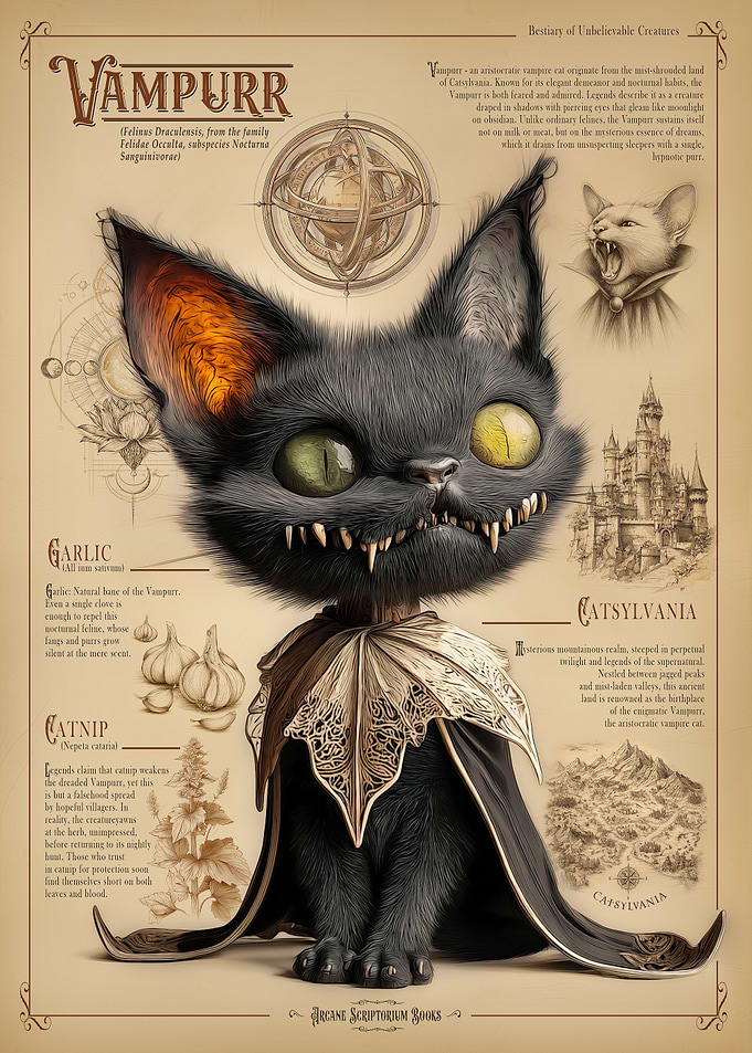 Vampurr: Feline Vampire Bestiary Page