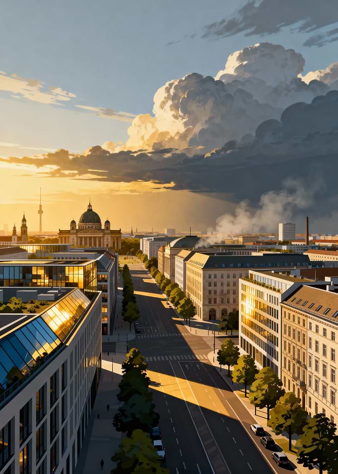 Berlin Cityscape at Sunset