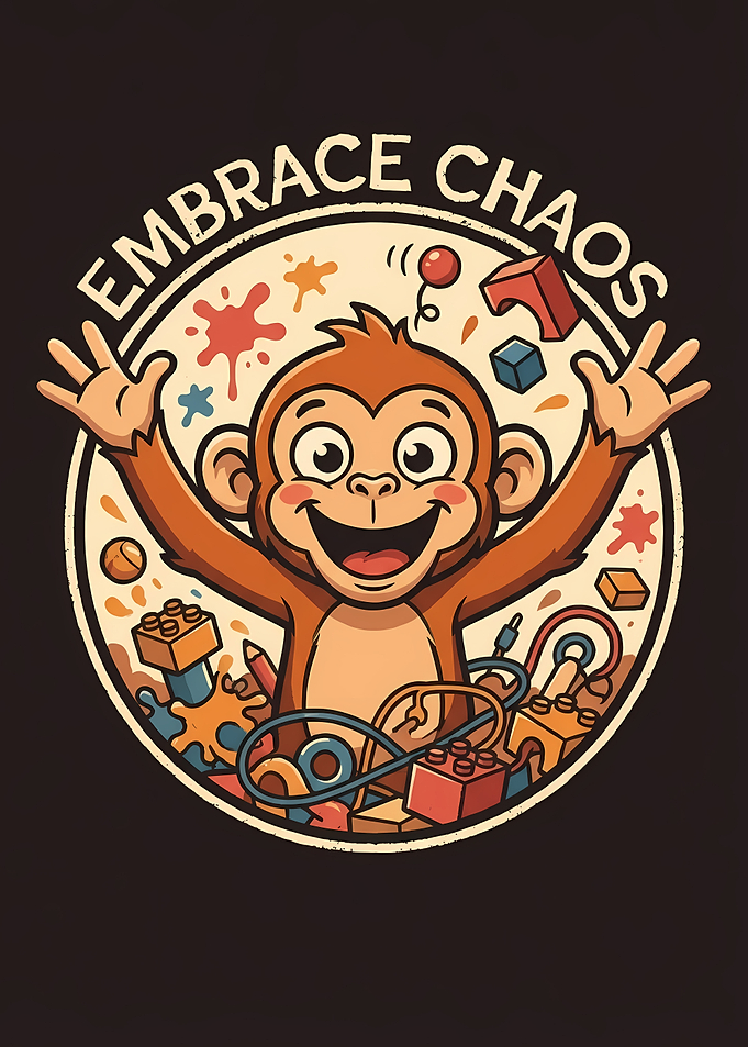 Embrace Chaos Cartoon Monkey Illustration