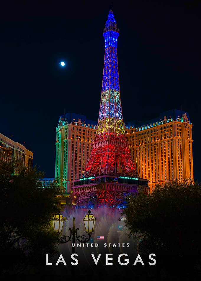 Las Vegas Eiffel Tower at Night