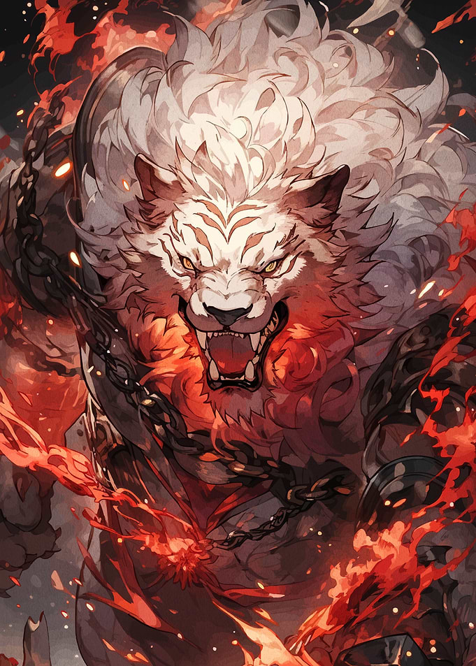 Fierce Tiger Warrior in Fiery Aura