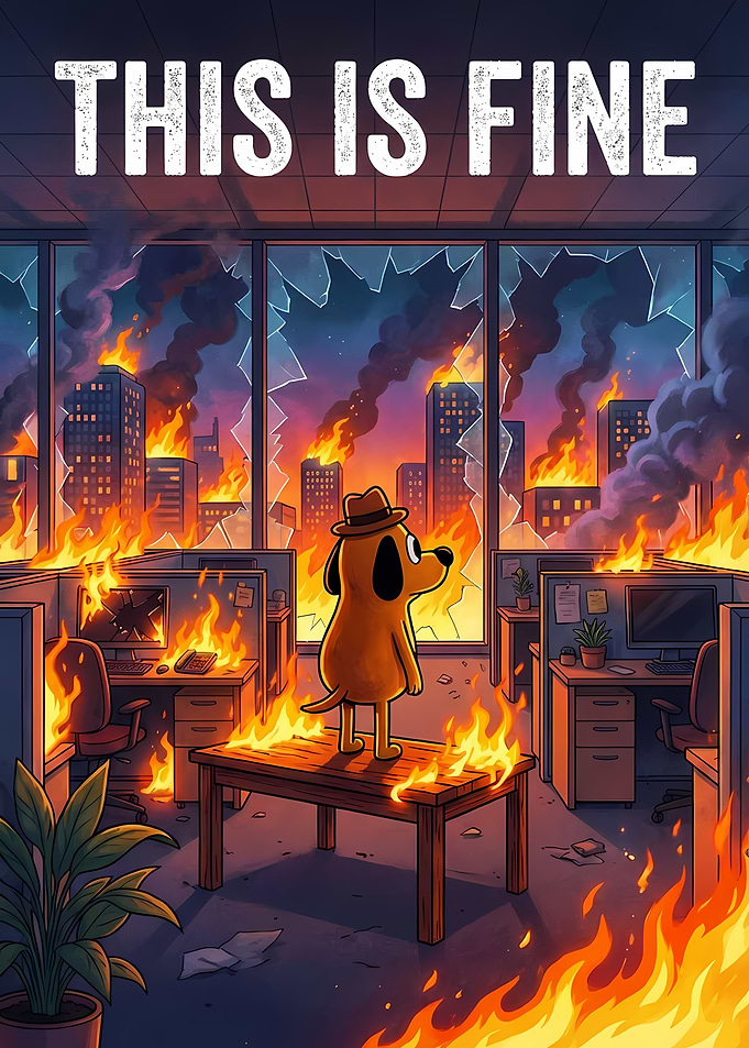 This is Fine Meme Office Fire
