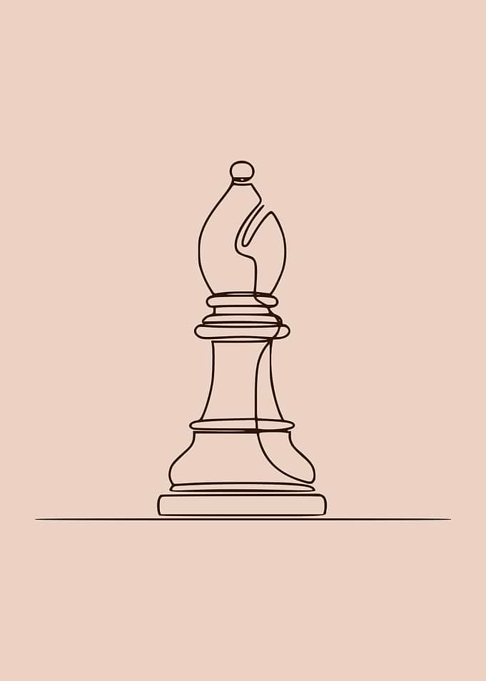 Chess Bishop Minimalist Line Art (dark version)