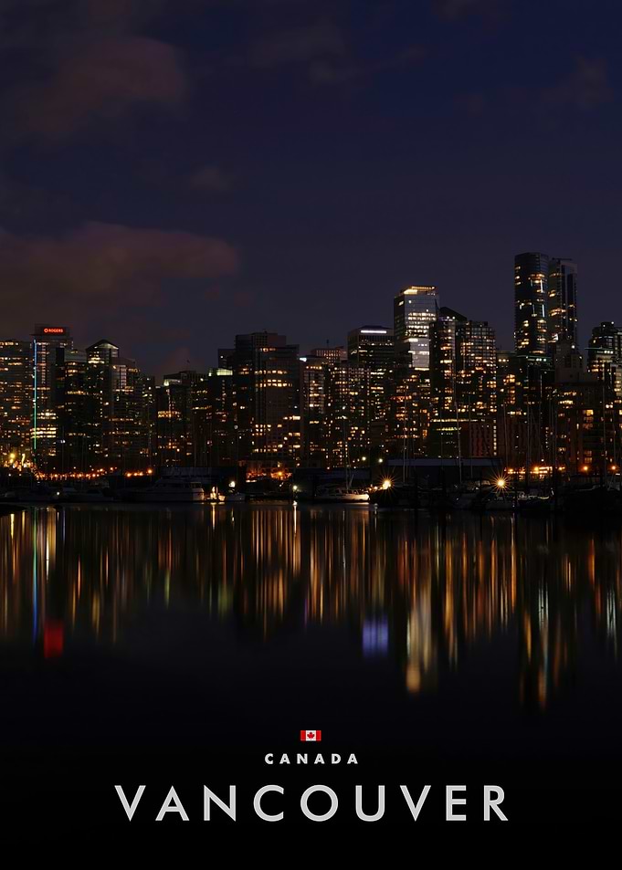 Vancouver Canada Skyline at Night