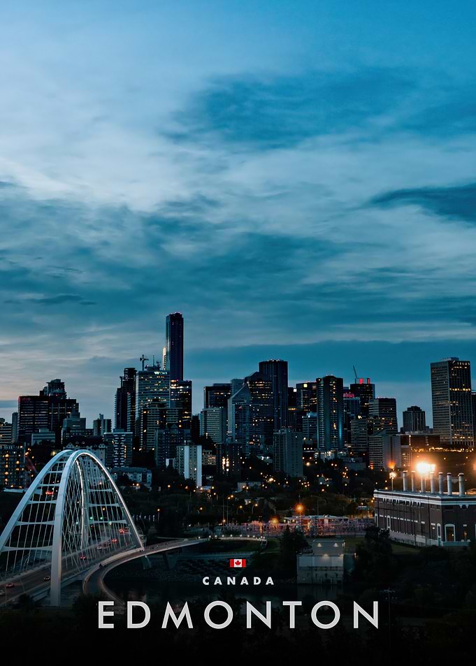 Edmonton Canada Cityscape at Dusk