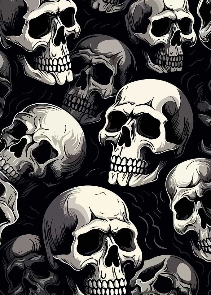 Skull Pattern on Black Background