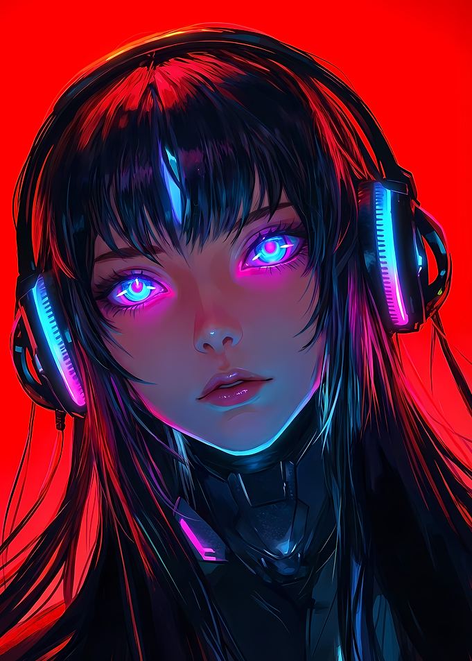 Cyberpunk Girl with Glowing Eyes