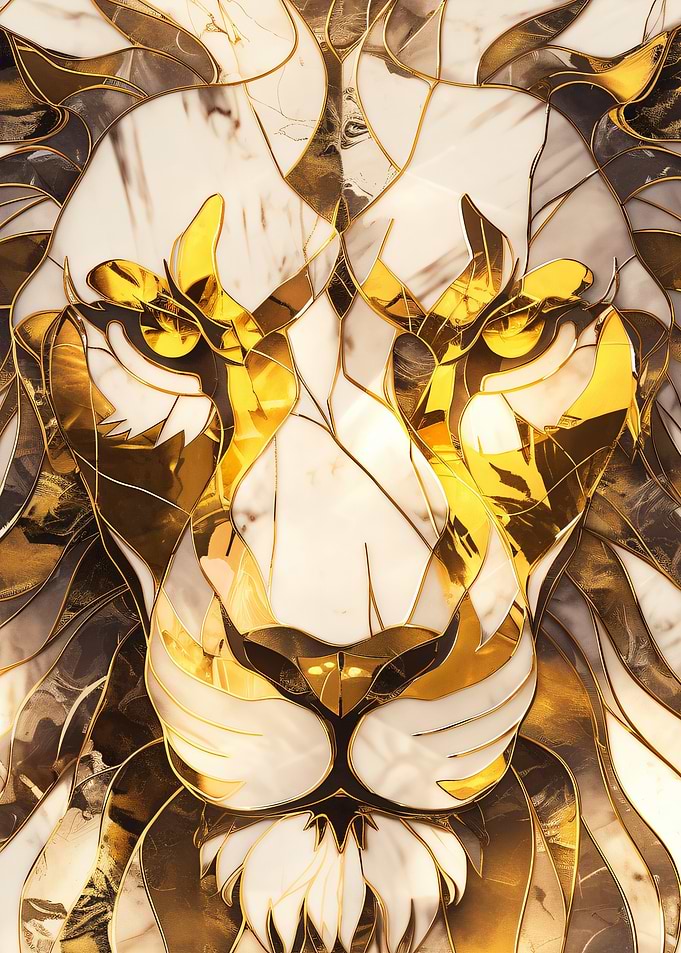 Golden Lion Abstract Art