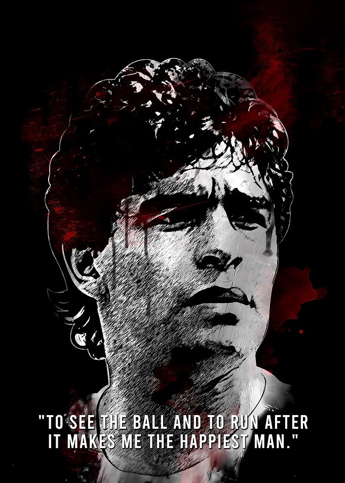 Diego Maradona Portrait with Quote