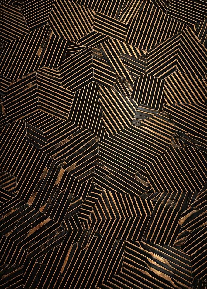 Hexagonal Striped Geometry — Black and Gold Abstract Pattern