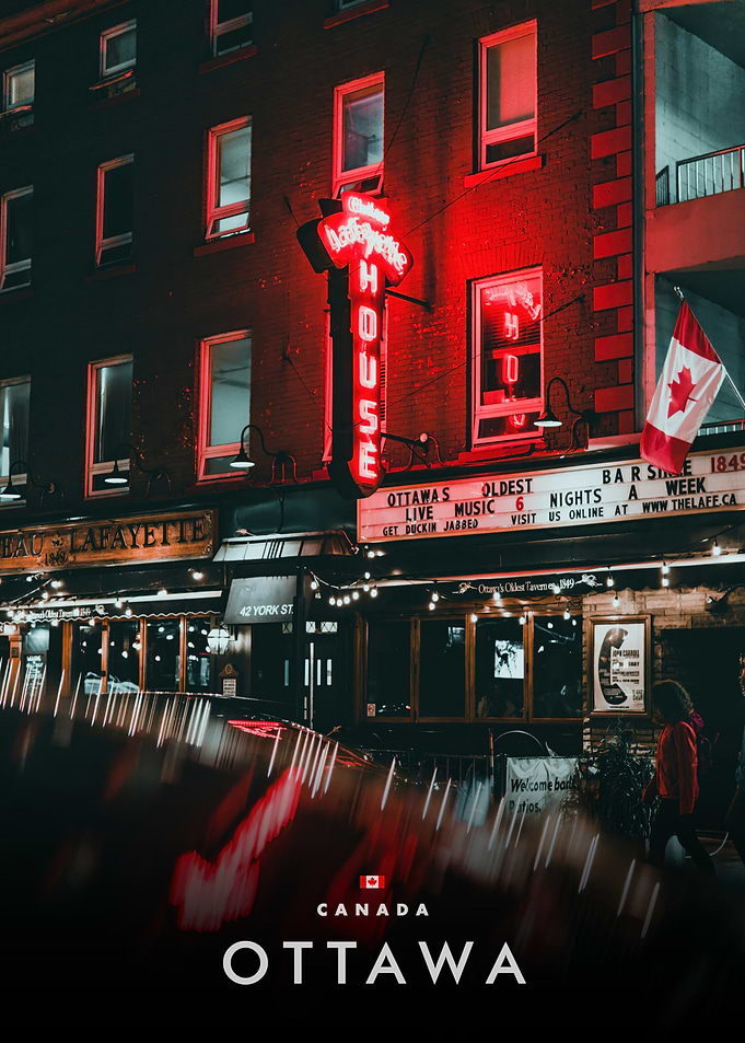 Ottawa's Historic Lafayette House at Night