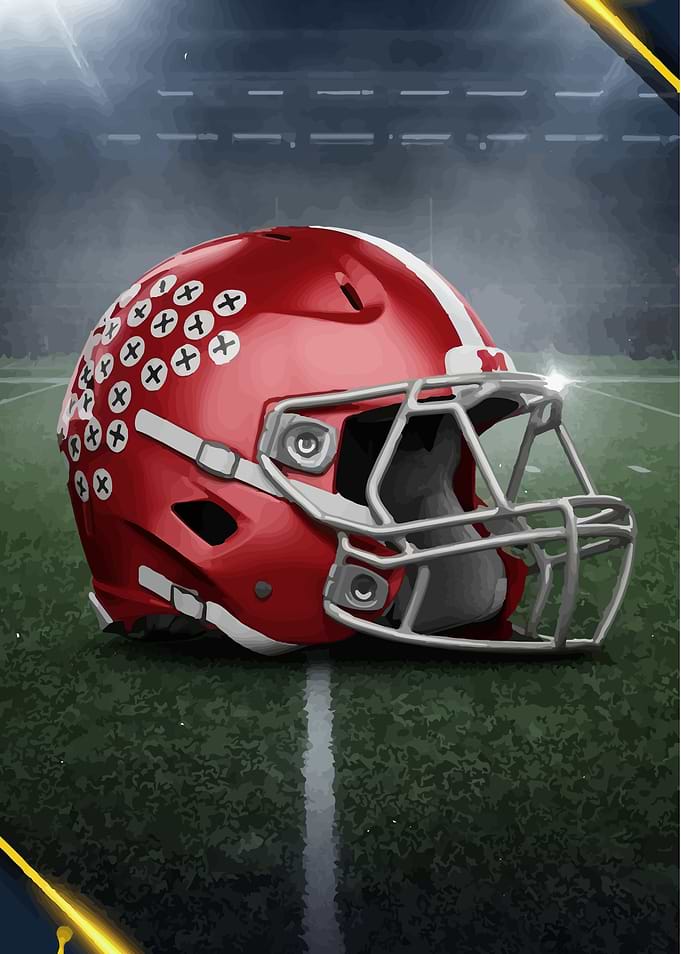 Red Football Helmet on Field