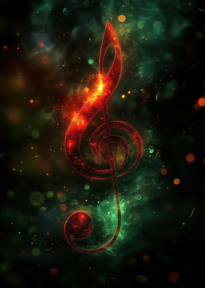 Fiery Treble Clef in Nebula