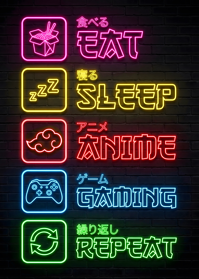 Anime Gaming Repeat Quote Neon