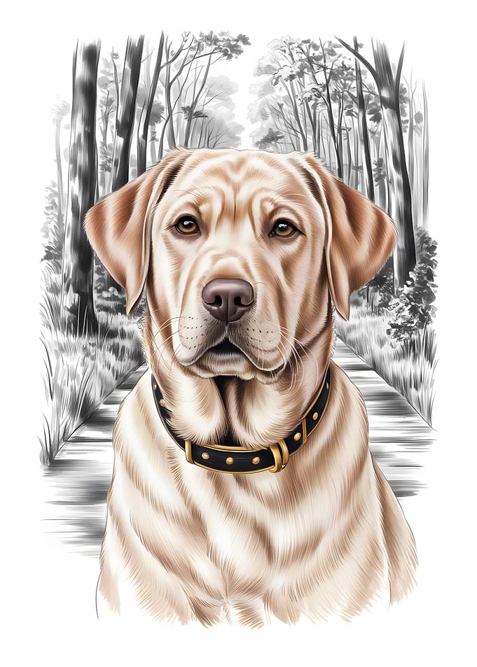 Labrador Portrait in Forest