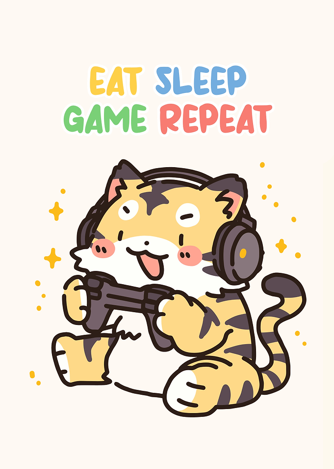 Eat Sleep Game Repeat Tiger Gamer